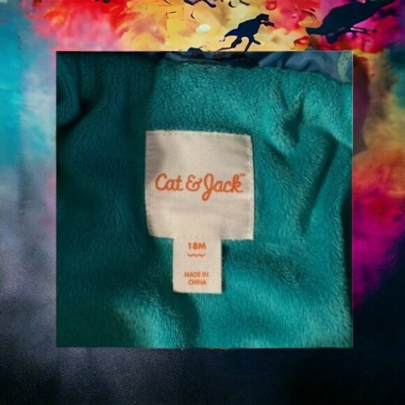 Cat & Jack Girl’s Dinosaur Coat & Mittens - Picture 2 of 7